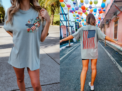 4th Of July Butterfly Flag Oversized Tee