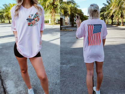 4th Of July Butterfly Flag Oversized Tee